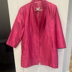 Bright Pink Three-Quarter Sleeve Trench Coat